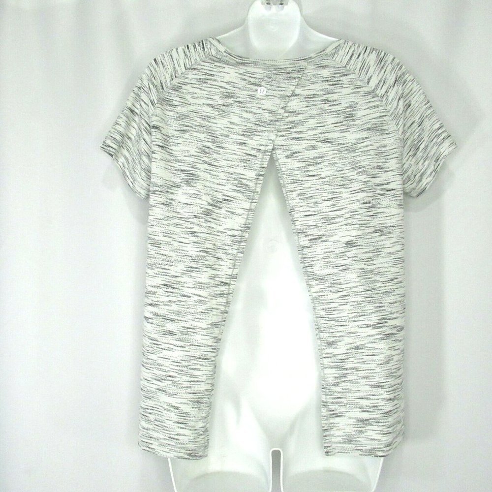 Lululemon Crossover Open Back Short Sleeve Top White Black Heather NO SIZE